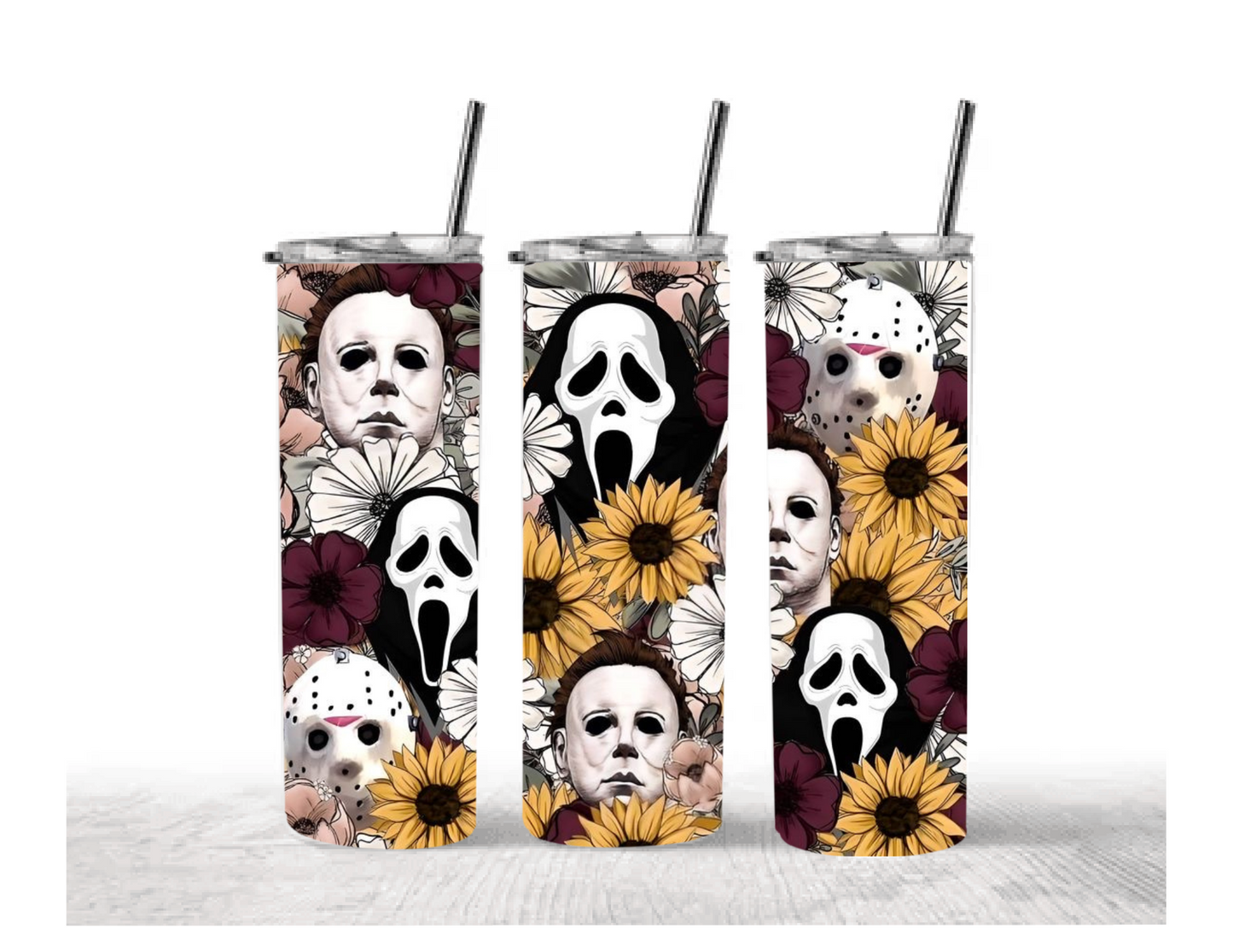 horror faces in flowers 20 oz tumbler