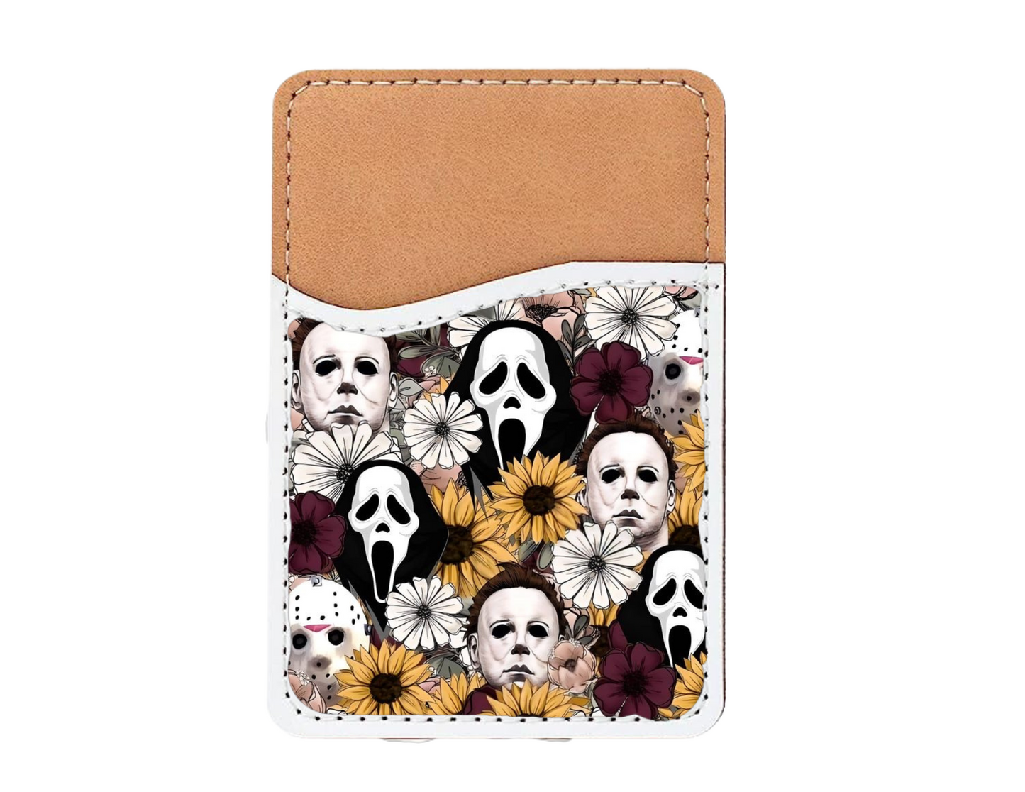 horror faces with flowers phone wallet
