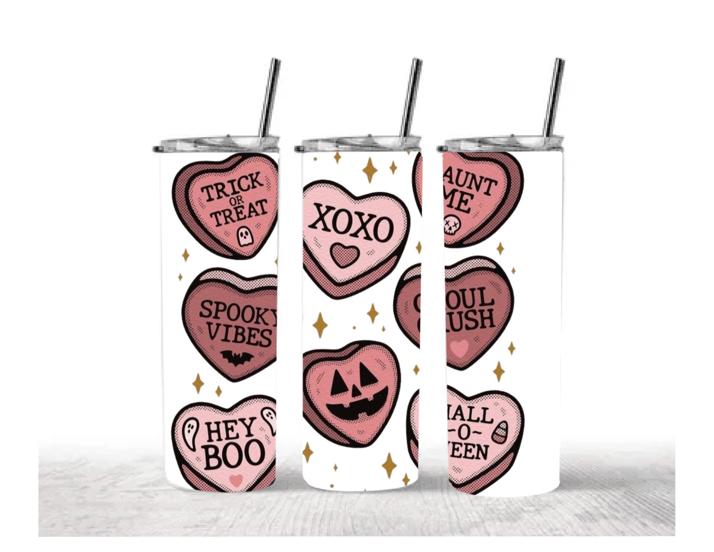 halloween candy hearts 20 oz tumbler