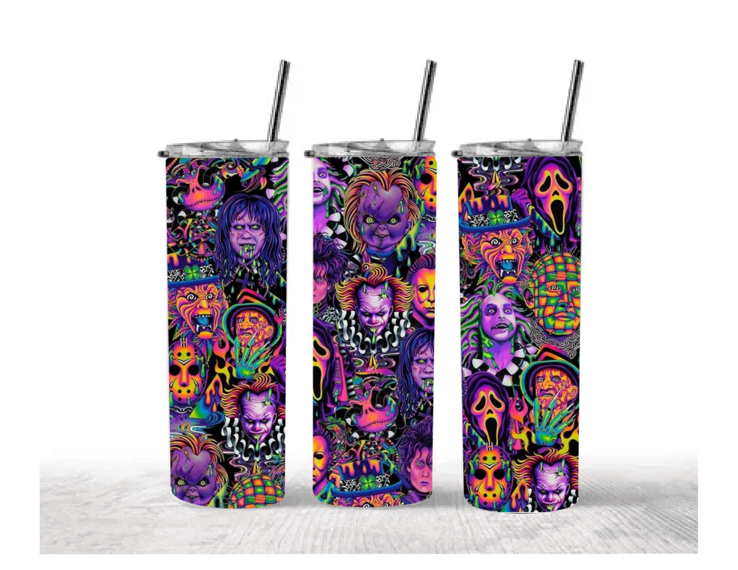 UV horror faces 20 oz tumbler