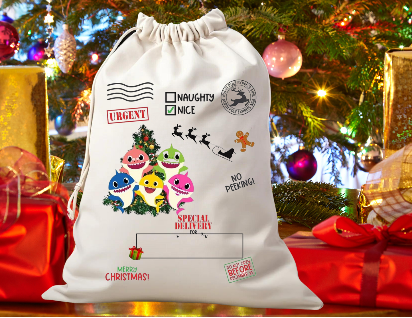 Santa sack baby shark