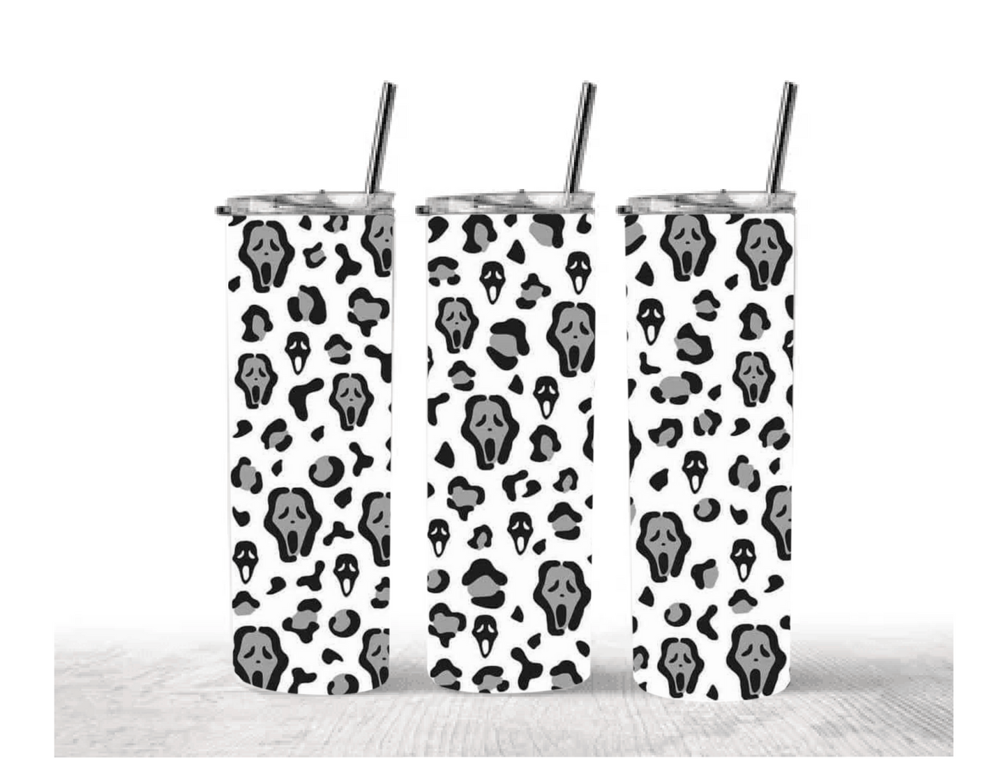 ghost face cheetah 20 oz tumbler