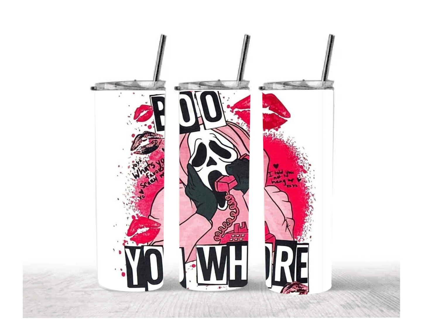 boo you whore ghost face 20 oz tumbler