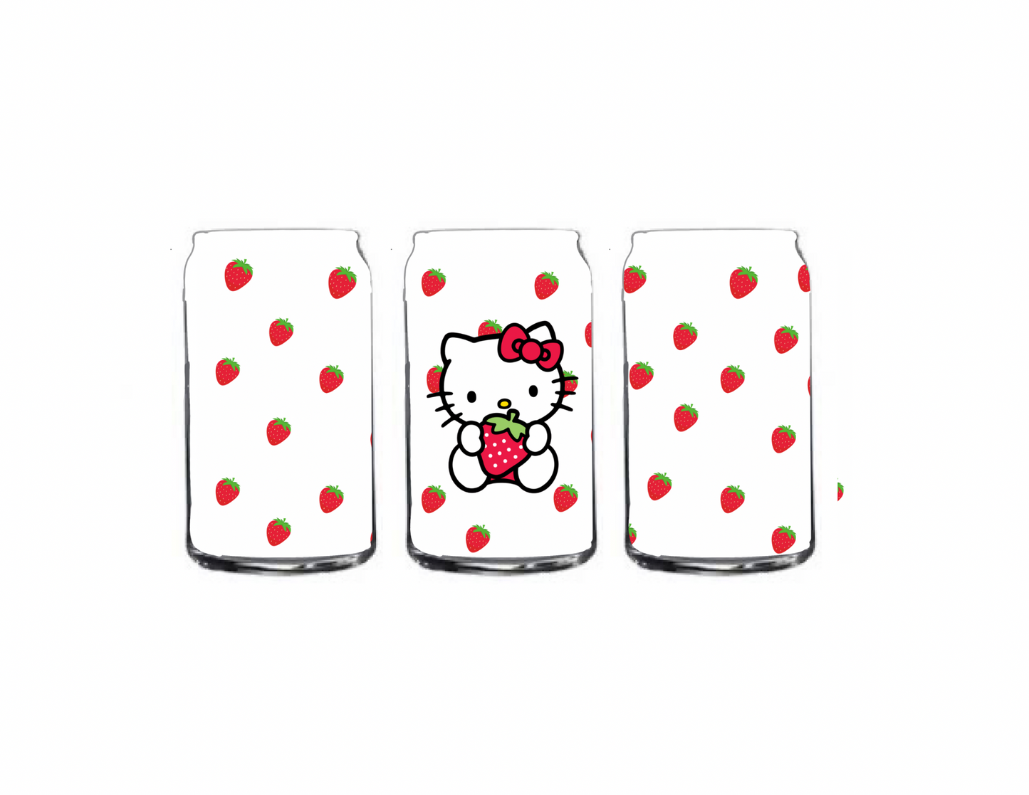 Strawberry hello kitty 16 oz glass can cup