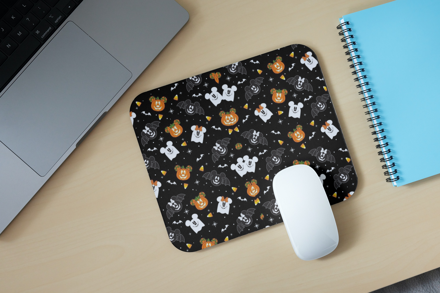 mickey pumpkin and ghosts mousepad
